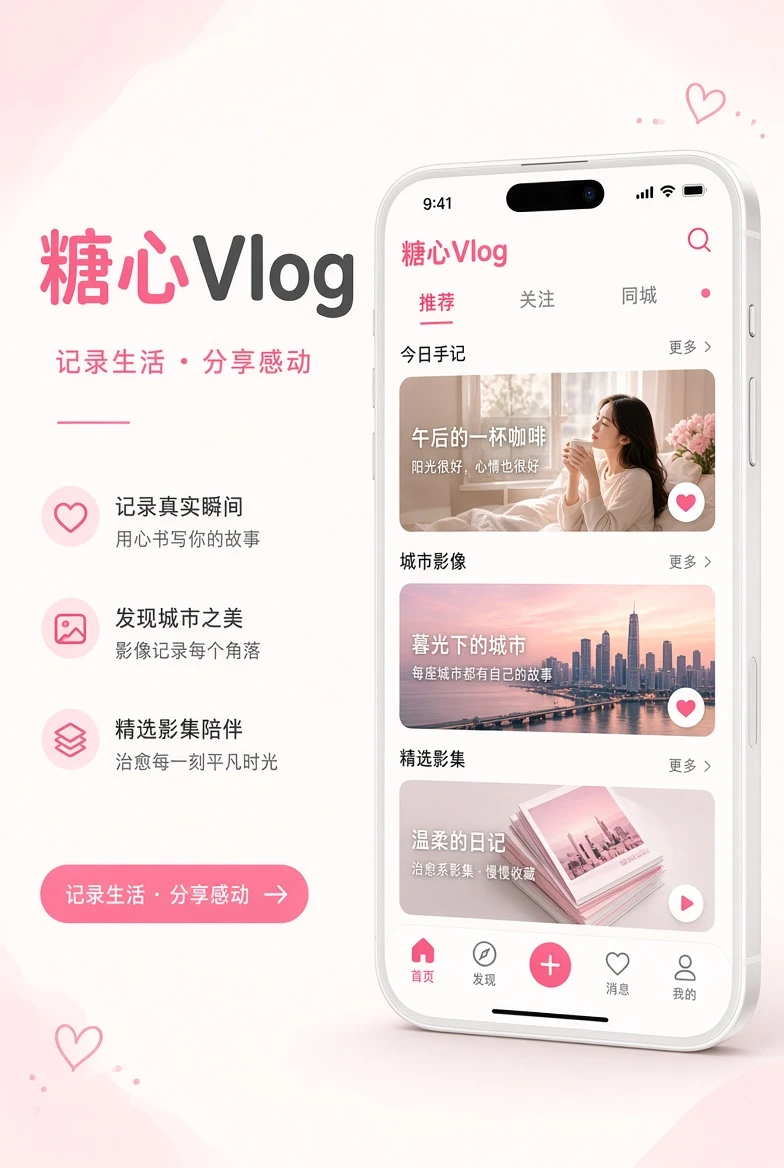 糖心Vlog APP界面示意